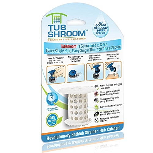 TubShroom Tub Hair Catcher Protector, Fits 1.5" 1.75" Drain, Gray