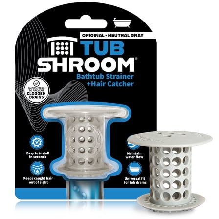 TubShroom Tub Hair Catcher Protector, Fits 1.5" - 1.75" Drain, Gray
