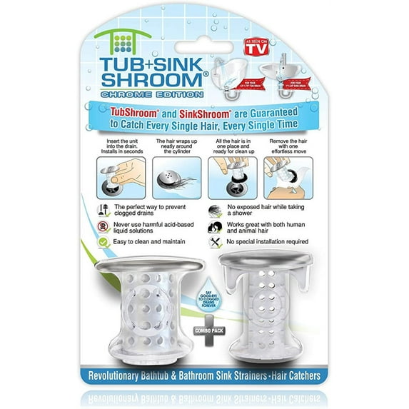 TubShroom Tub/Sink Shroom Clear Combo Pack