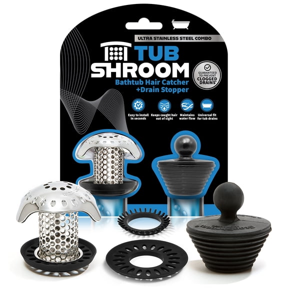 TubShroom Ultra Revolutionary Stainless Steel Bath Tub Drain Protector Hair Catcher