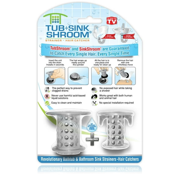 TubShroom and SinkShroom Gray Drain Protectors Hair Catchers for Bathtubs and Sinks