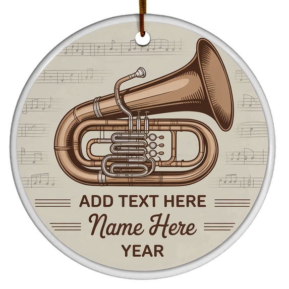 Tuba Musical Instrument Christmas Ornament Xmas Tree, Tuba Musician Christmas Ornament Gifts for Instrument Player, Custom Name Text Year & Tubarist Christmas Ornament 2025