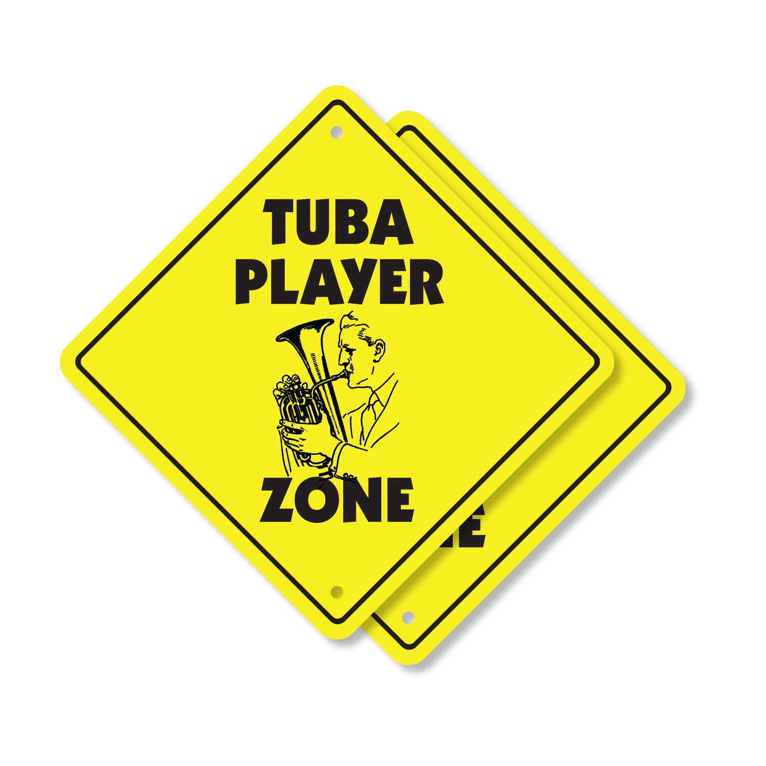 Tuba Player (2 Pack) Plastic Crossing Sign - 12 Inch X 12 Inch Xing ...