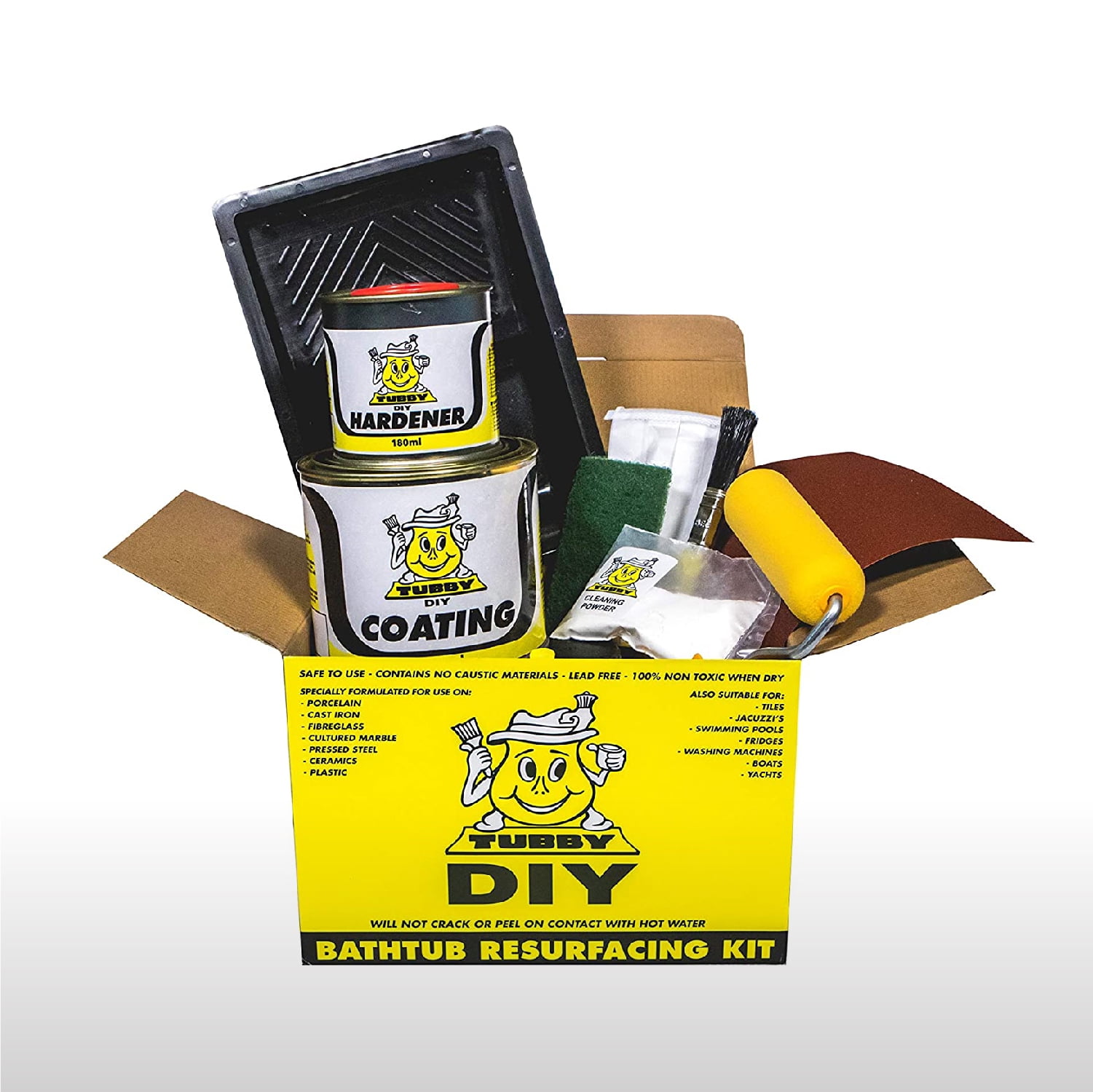 TubbyDIY Tub & Tile Refinishing Kit Quick & Easy DIY Resurfacing Paint to Repair Bathtub, Sink