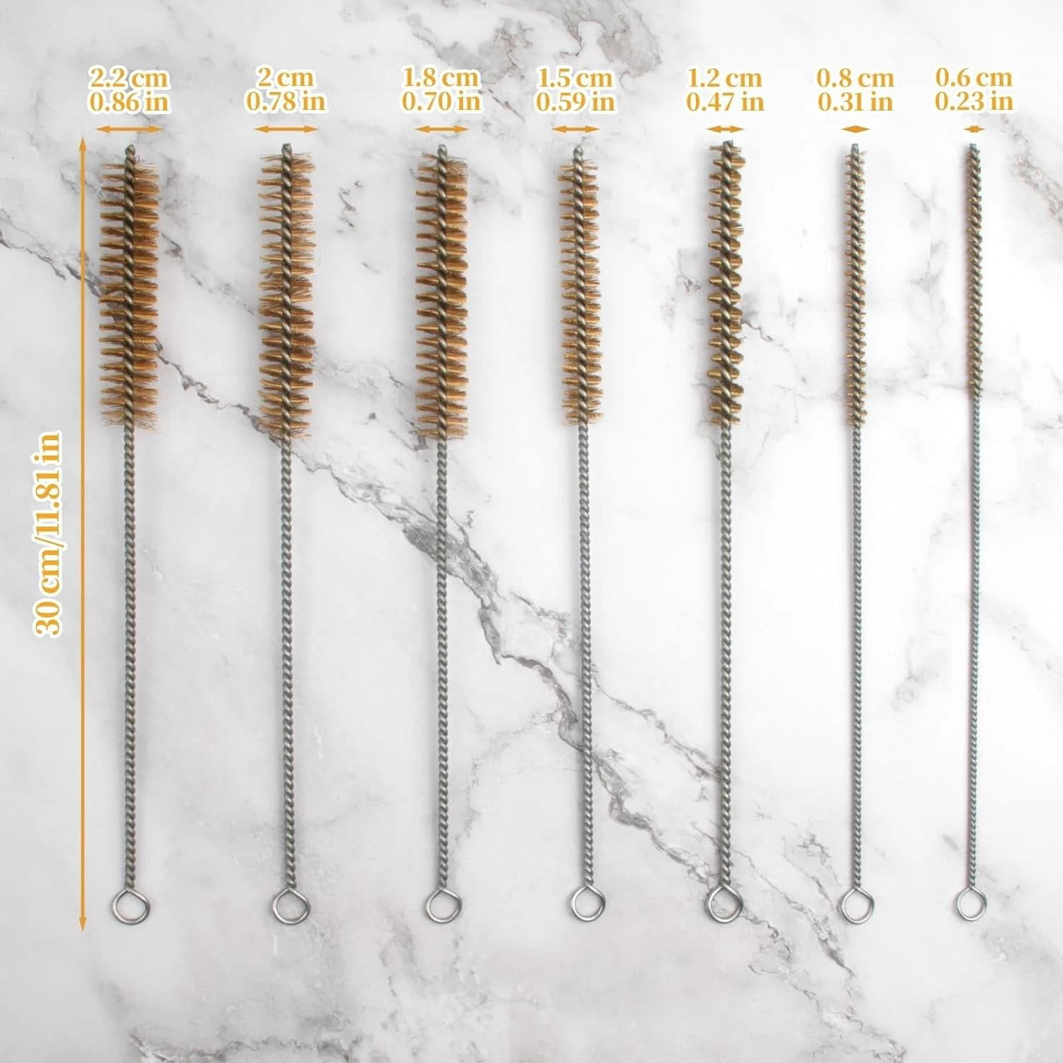 Tube Brush Kit 7Pcs Brass Wire Tube Brushes Stainless Steel Bottle Brush Long Ha