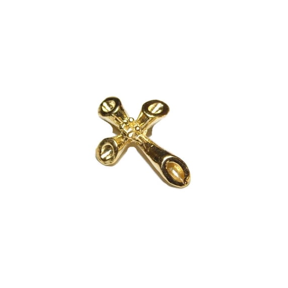 Tube Cross Pendant Charm 14k Yellow Gold