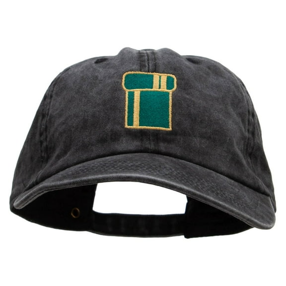 Tube Embroidered Unstructured Cotton Cap - Black OSFM