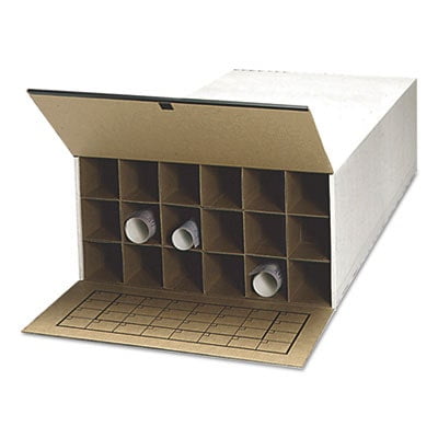 Tube-Stor Fiberboard Files, Blueprints/Roll Files, 24" X 37.5" X 12", White, 2/Carton