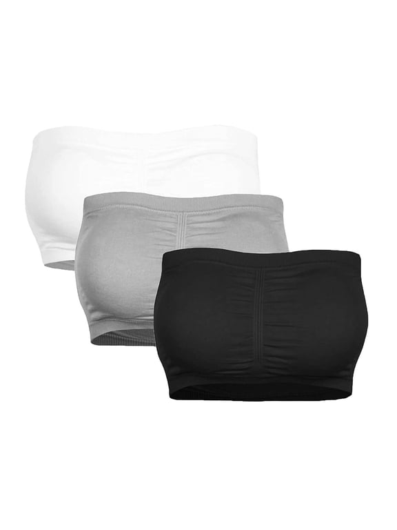 Tube Top Double Women Plus Size Strapless Bra Bandeau Tube Removable Padded Top Stretchy, Women'S Nylon Bra 2XL