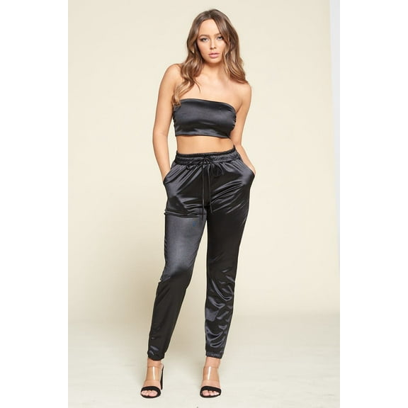 Tube Top Jogger Pant Set ( Black )