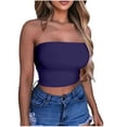 thumbnail image 1 of Tube Top Sevevn Women's Solid Color Summer Fashion Casual Top Tube Top Strapless Blouse, 1 of 4
