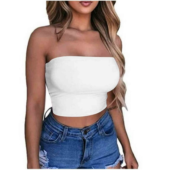 Tube Top Sevevn Women's Solid Color Summer Fashion Casual Top Tube Top Strapless Blouse