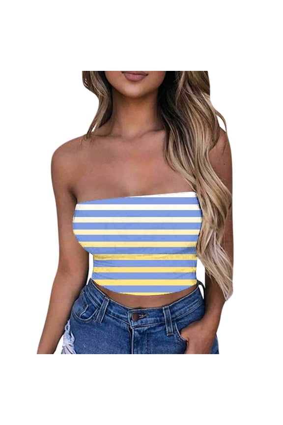 Tube Tops for Women Plus Size 5X Printed Strapless Yoga Exercise Chest Wrap Pullover