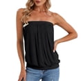 thumbnail image 1 of Tube Tops for Women Summer Sleeveless Strapless Bandeau Tank Top Casual Blouse Off The Shoulder Shirts, 1 of 6