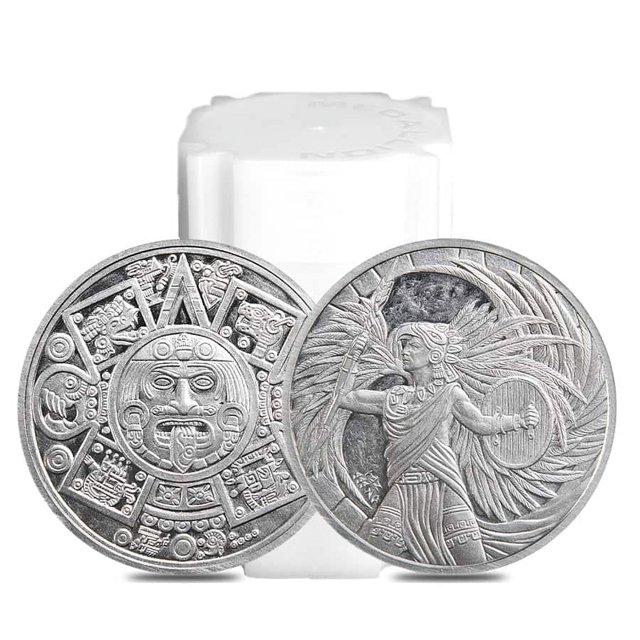 20-Piece Tube of 1 Ounce Aztec Eagle Warrior Fine Silver Round .999 ...