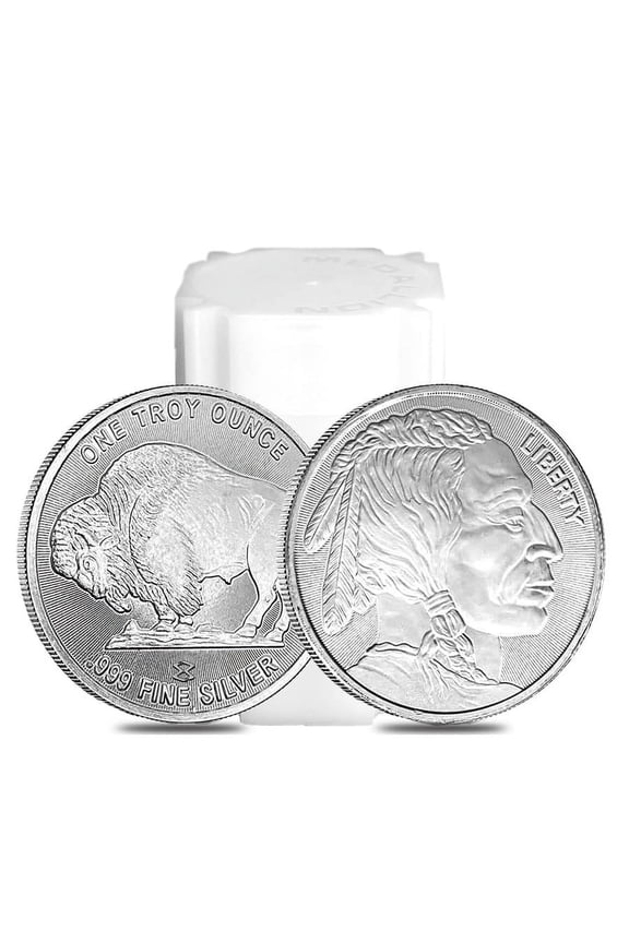 Tube of 20 - 1 oz Elemetal Buffalo Silver Round .999 Fine