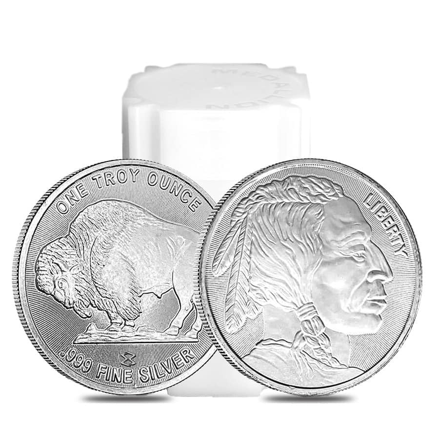 ELEMETAL MINT Tube of 20 - 1 oz Elemetal Buffalo Silver Round .999 Fine