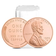 Tube of 20 - 1 oz Lincoln Wheat Penny Copper Round .999 Fine