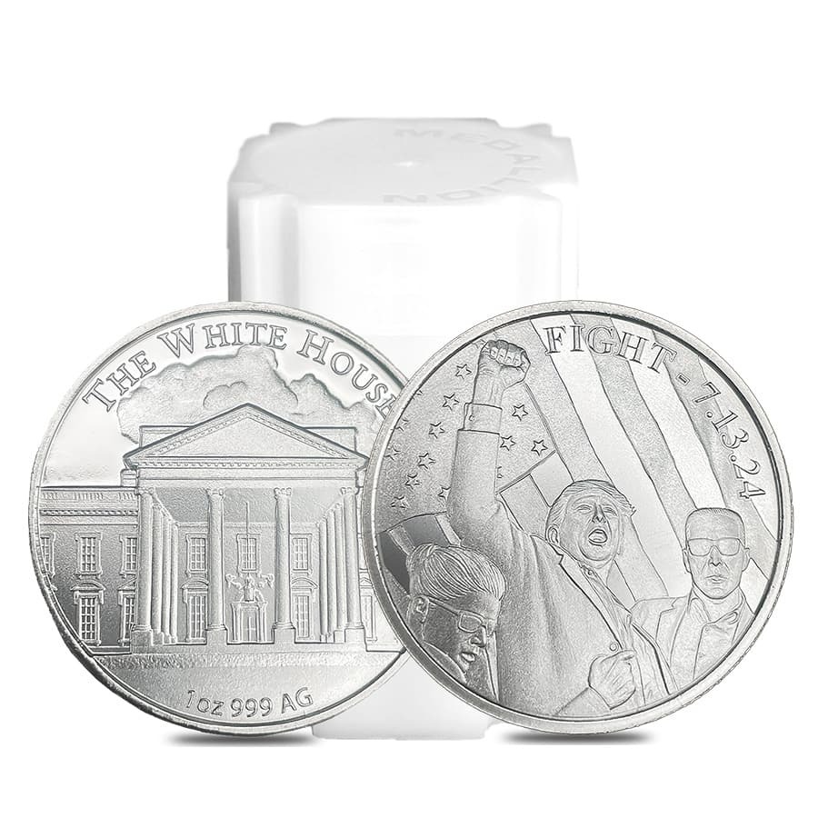 ELEMETAL MINT Tube of 20 - 1 oz President Fight Silver Round .999 Fine