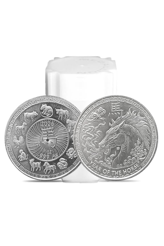 Tube of 20 - 2026 1 oz Elemetal Year of The Horse Silver Round .999 Fine