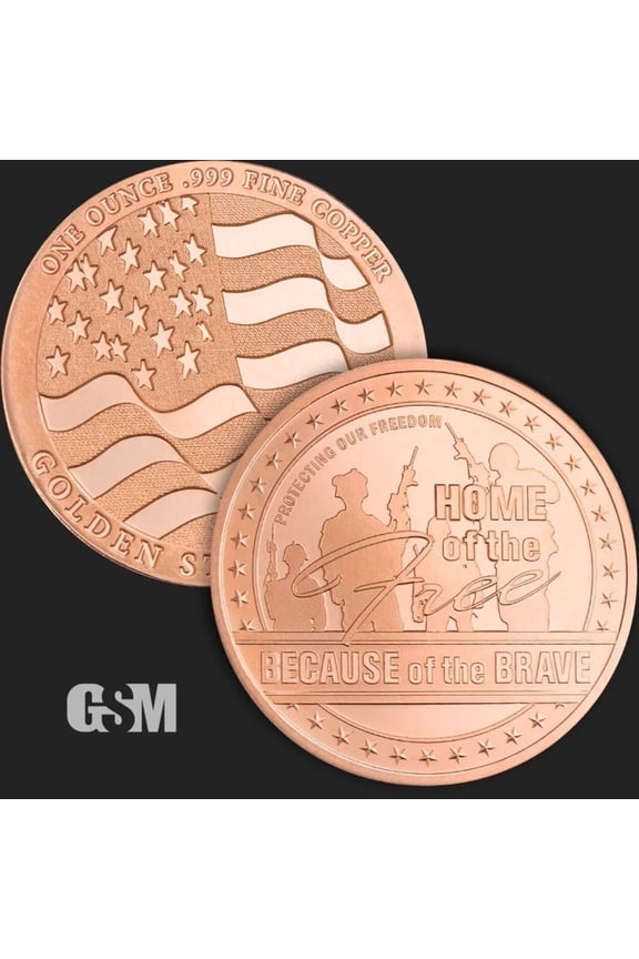 (Tube of 20) Golden State Mint (GSM) Home of the Free 1 oz Copper Round