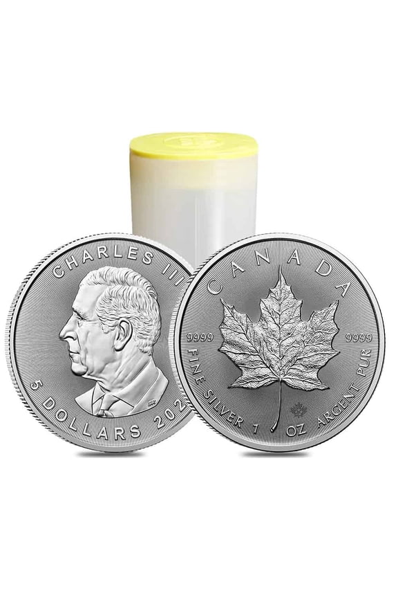 Tube of 25 - 2026 1 oz Canadian Silver Maple Leaf Coin BU