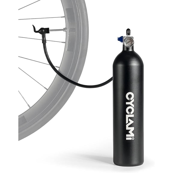 CYCLAMI Tubeless Tire Booster, 1.3L 200PSI Aluminum Alloy Tubeless Inflator with Pressure Gauge, Air Tank for Presta & Schrader Valves, MTB, Gravel, Road & E-Bikes