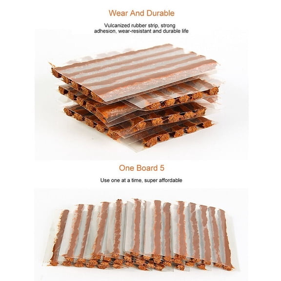 Tubeless Tire Patch Plugs 30 Count, High Stickiness Brown Rubber, 8 Inch Length, 6mm Diameter, 1 Kit