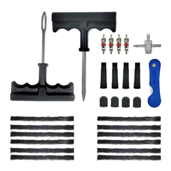 46 Pcs Professional Tire Repair Kit,Heavy-Duty Universal Plug & Patch Kit for Tubeless Tires, with T-Handle Tool for Car, Truck, Motorcycle, RV and More
