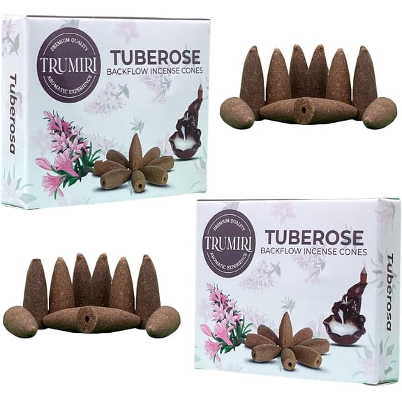 Tuberose Backflow Incense Cones - Total 20 Incense Cones Waterfall - Dual Pack of 10 Incense Backflow Cones - Waterfall Incense Cones - Incense Waterfall Cones