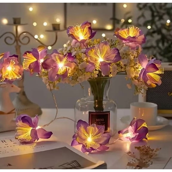 Tuberose Flower String Lights 50LED Warm White Outdoor Wedding Decor - M
