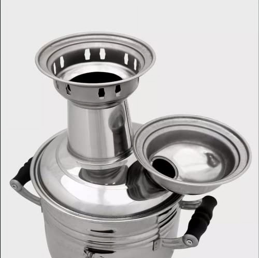 Charcoal Samovar Tea Kettle Stainless Steel - 8 Liter - with Teapot Outdoor Garden Terrace Camping
