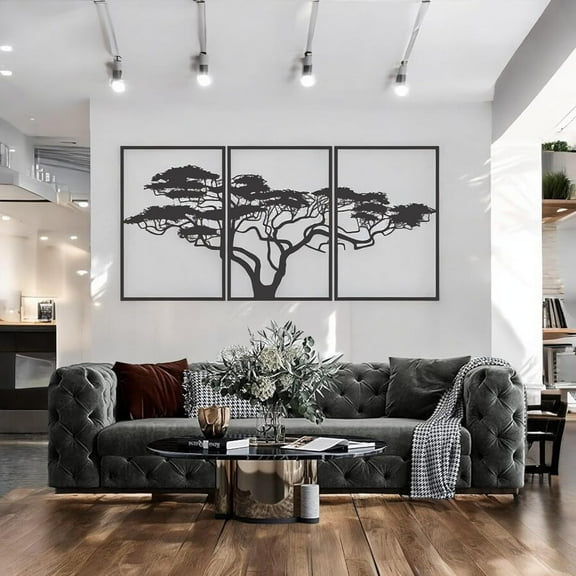 Tubibu Tree of Life Wall Decoration, Black Metal Wall Picture, Home Wall Art Decoration, Wall Sticker 3D, Modern Decoration, Pictures for Home, Office, Bedroom, Living Room (African, Large)