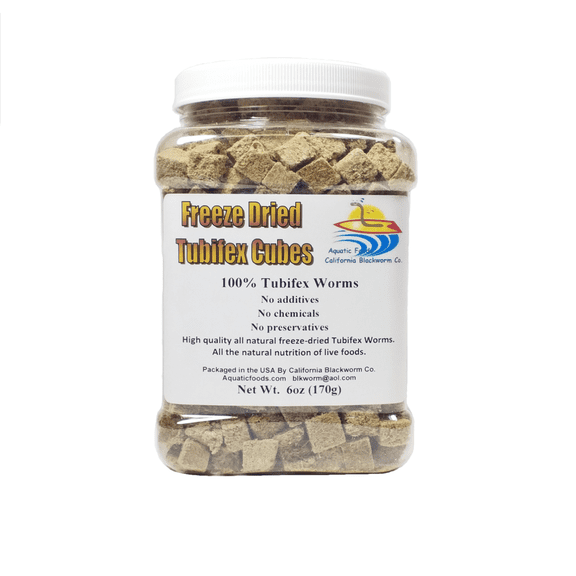 Tubifex Worms - Freeze Dried in Cubes, with Freeze Dried Gourmet MixLarge Jar 6oz
