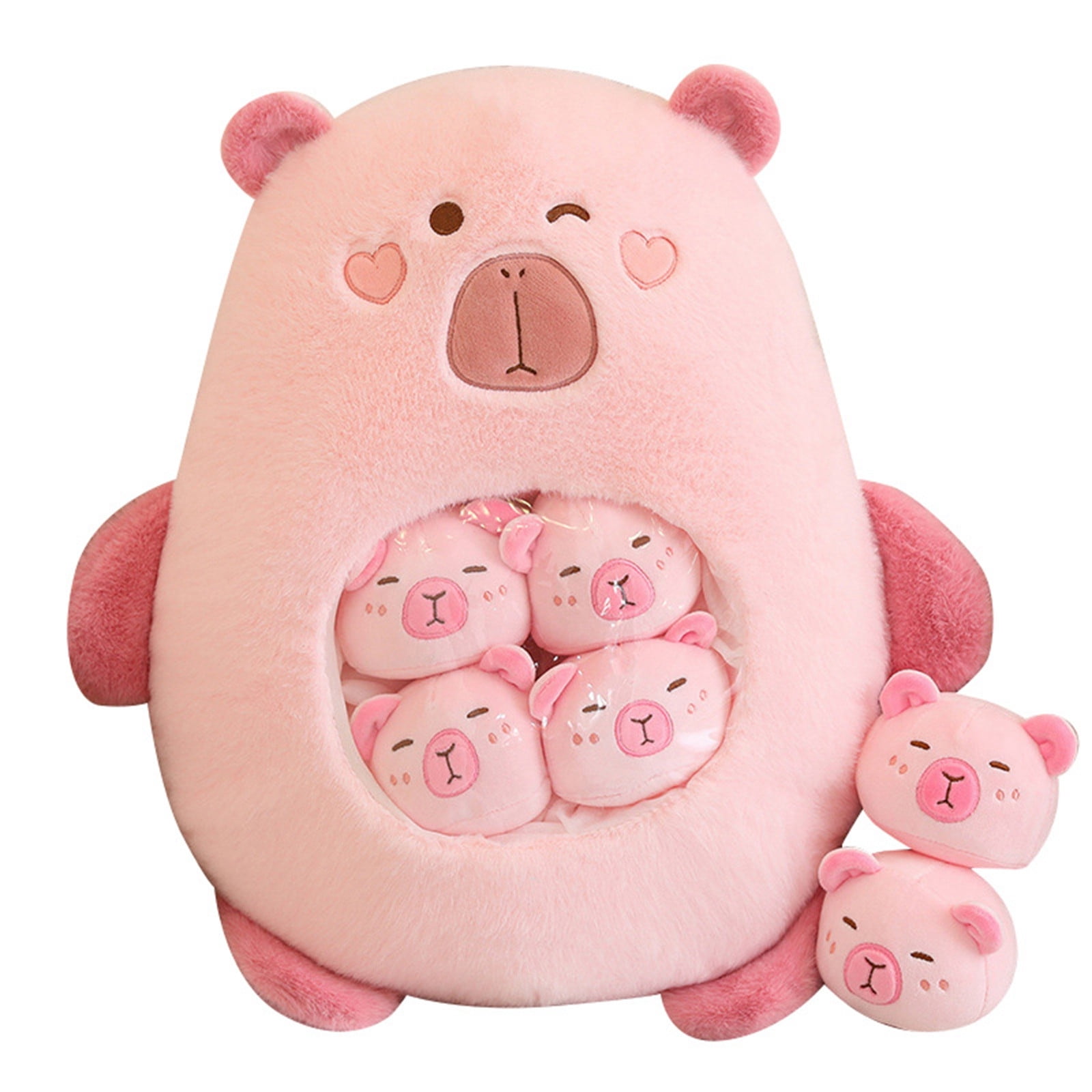Tubsbbeixxx Capybara Toy With 6 Removable Mini Capybara Inside Snack Pillow Adorable Capybara Cushion Brown Stuffed Animals And Toys