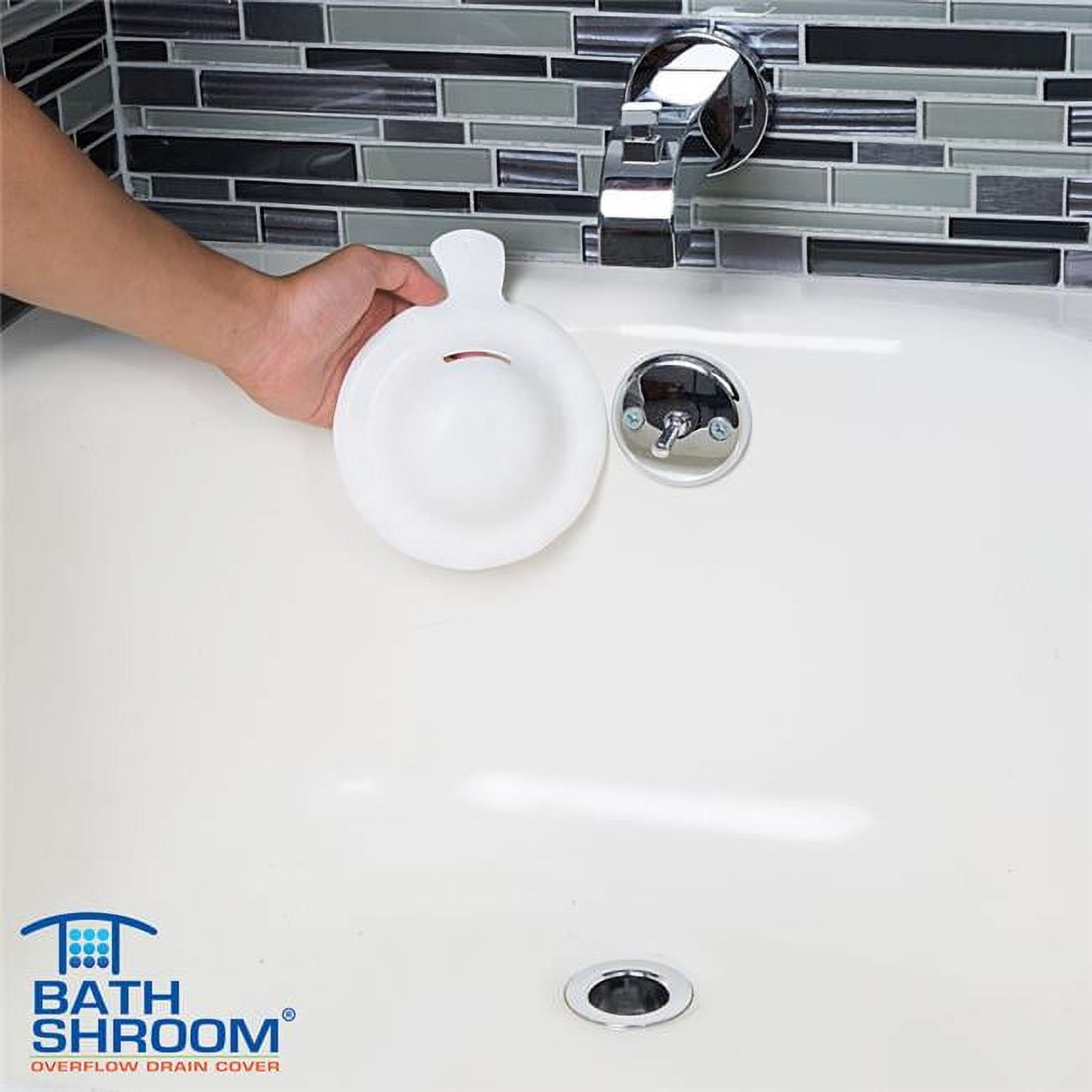 White Matte Plastic Bathroom Overflow Drain Cover