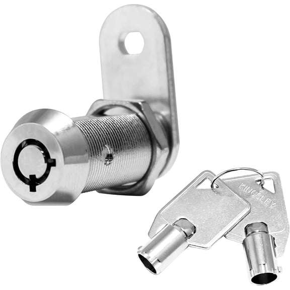 Tubular Cam Lock with 1-1/8" Cylinder - Chrome Finish, Keyed Alike, RV Lock Replacement, Camper Lock, Cabinet Lock, ATM, Vending Machine Lock, Tool Box Lock, File Cabinet, Arcade Lock