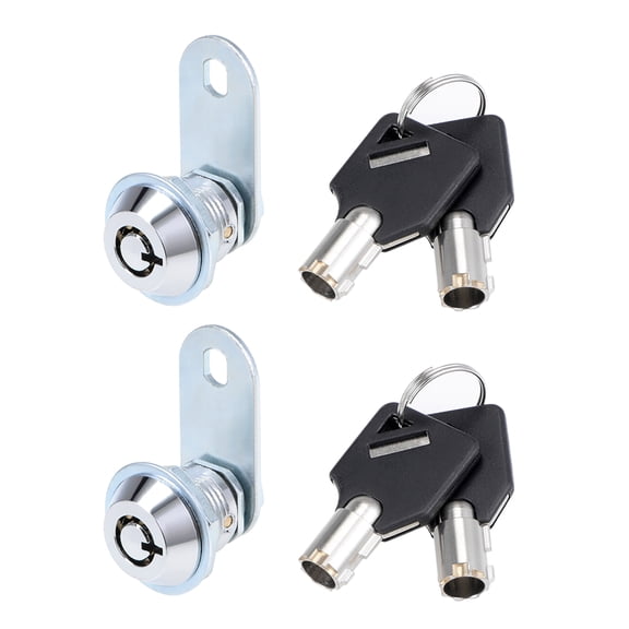 Tubular Cam Lock 16mm Cylinder Length Chrome Finish Keyed Different 2 Pcs