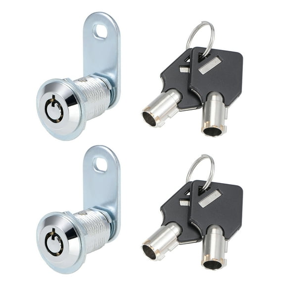 Tubular Cam Lock 25mm Cylinder Length Chrome Finish Keyed Alike 2 Pcs