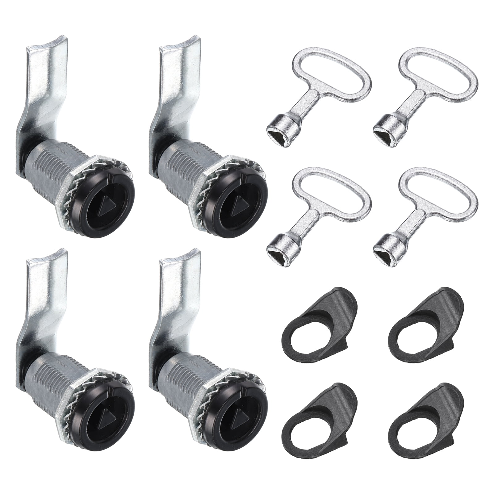 Tubular Cam Lock 7/8" Cylinder Length Zinc Alloy Cabinet Lock with Key Black 4 Pack