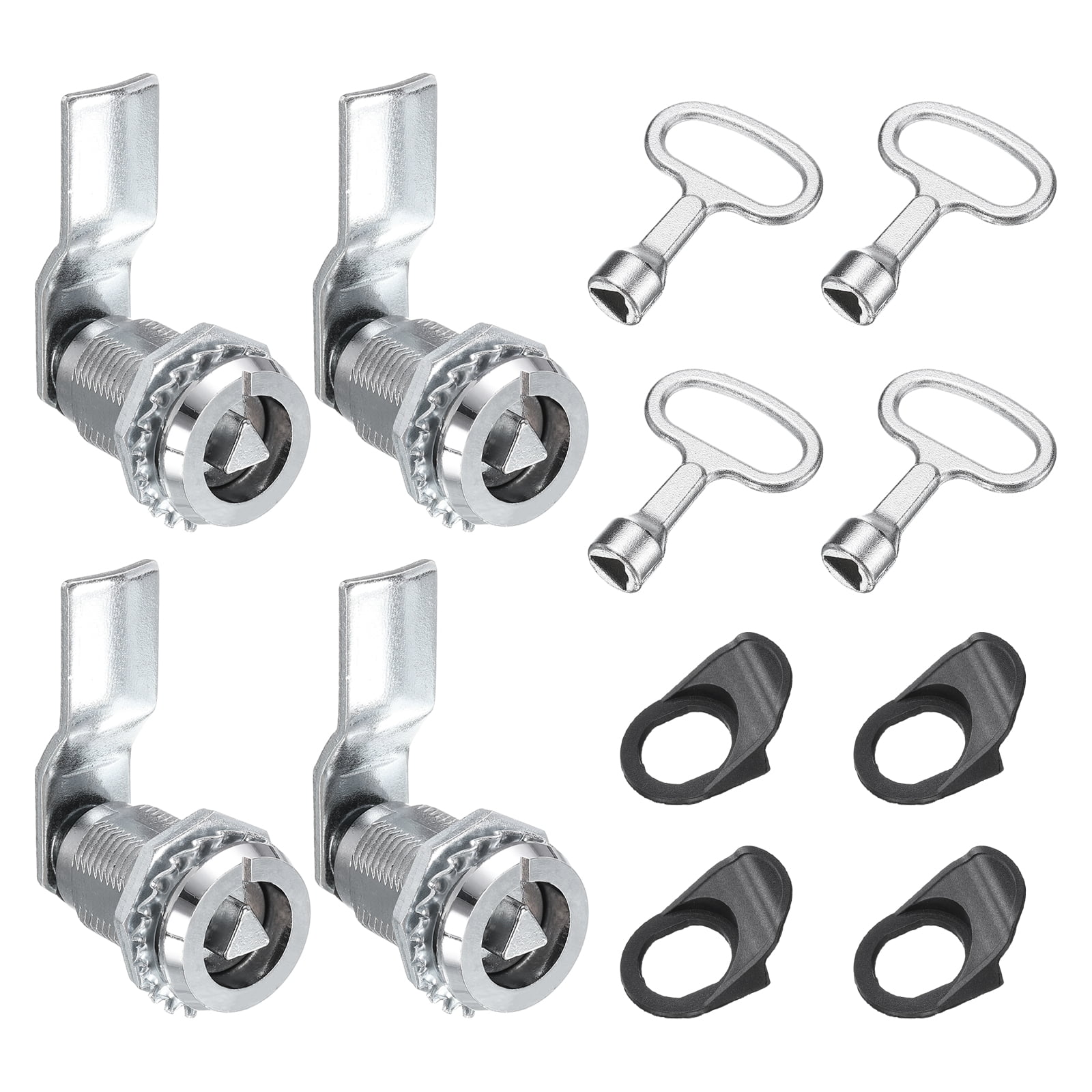 Tubular Cam Lock 7/8" Cylinder Length Zinc Alloy Cabinet Lock with Key White 4 Pack