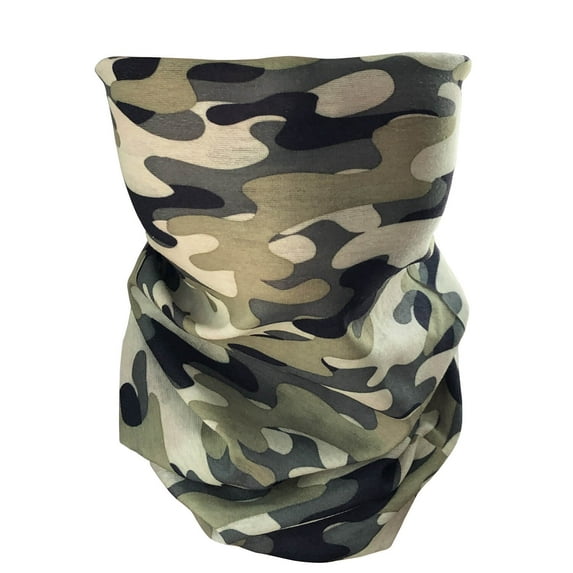 Tubular Face Mask Bandanas for Dust, Outdoors, Festivals, Sports(Green Camo, 3 Pieces)
