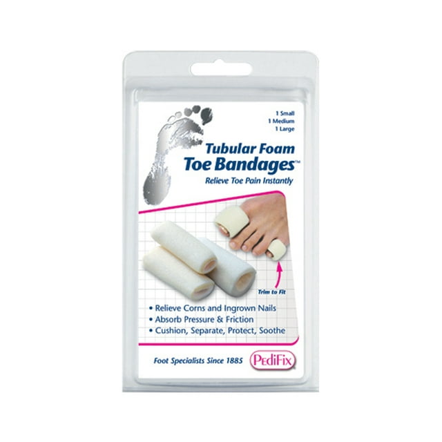 TubularFoam Toe Bandage, Soft Foam Tubes to Absorb Pressure Size Medium, Measures 3/4" x 3