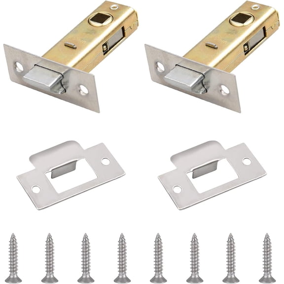 Tubular Latch, 2 Sets 45mm/1.77" Bolt Through Tubular Latch Zinc Alloy Tubular Mortice Latch with Stainless Steel Brackets & Screws for Internal Wooden Door
