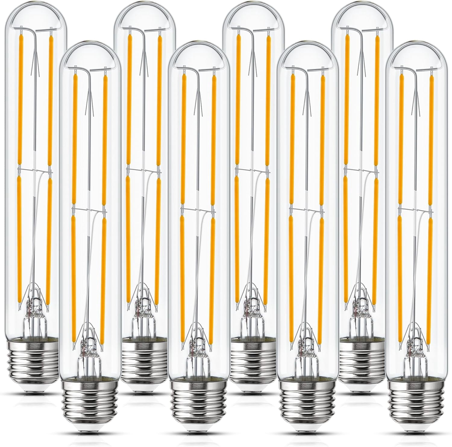Tubular Light Bulb 7.3 Inch Dimmable T10 LED Bulb E26 6W 60 Watts Edison Bulbs 2700K Solf White,185mm Long for Wall Sconces, Pendant, Livingroom, 8-Pack