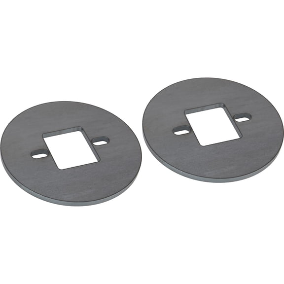 Tubular Lower Control Arm Coilover Reinforcement Plate, Steel 1/4" Thick, 5-1/2" OD, 3/8" Bolt Holes, 2"x2" Center Hole, Universal Fit, Strengthens Control Arms for Coilover Use