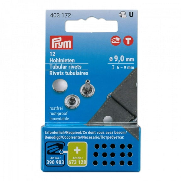 Tubular Rivets, 9 mm, 12 pcs for Vario Creative Tool from Prym