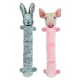 thumbnail image 1 of Tubular Squeaker Dog Toys 3 Stack 22" Long Plush Fur Fabric Choose Pig or Rabbit (Both Toys), 1 of 1