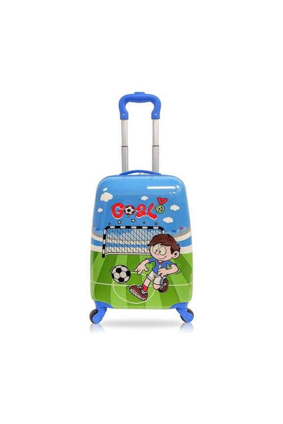 SOCCER STAR Hardside Carry-on Kids 18" Suitcase for Kids - Cute Lightweight Luggage with Wheels