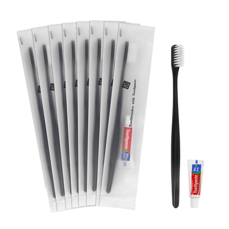 Tuciyke Disposable Toothbrush with Toothpaste Set Pack of 60,Black Individually Wrapped Manual Travel Toothbrush Kit in Bulk Toiletries for Adults,Kids,Hotel,Homeless,Nursing Home,Charity